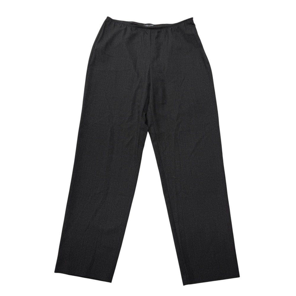 Eileen Fisher Petite Medium Black Straight Leg Side Zip Crepe Pants PM